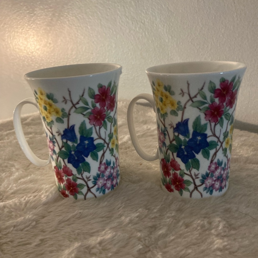 Henley Collection by Roy Kirkham England,
Floral Porcelain Mugs - Set of 2